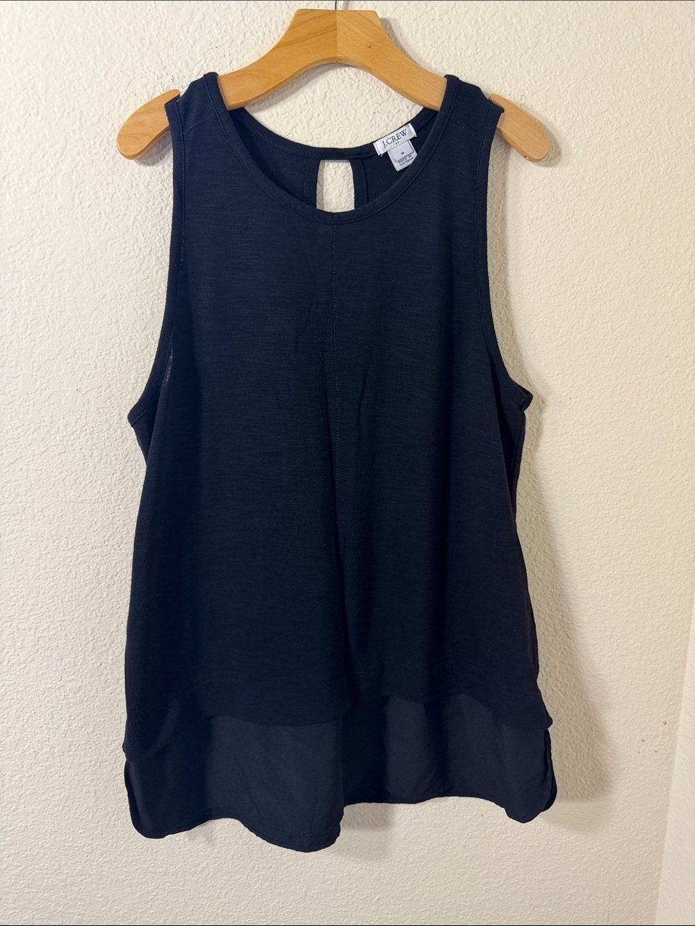 J. Crew Black Whimsigoth Viscose Blend Mixed Media Layered Tank Top Size M